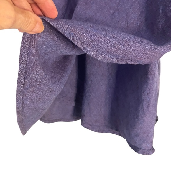 Flax 100% Linen Periwinkle Blue Short Sleeve Scooped Neck Top Sz M - Picture 3 of 11